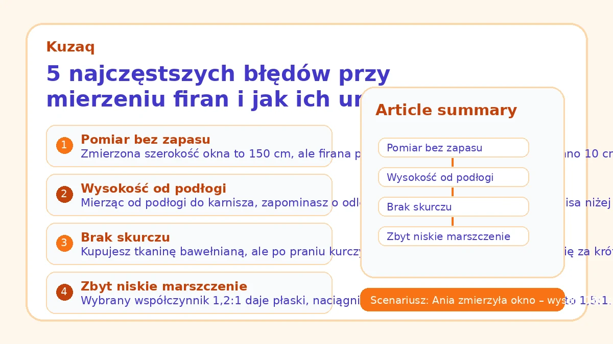 5 najczęstszych błędów przy mierzeniu firan i jak ich uniknąć