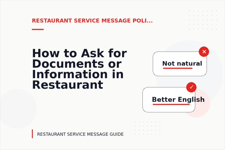How to Ask for Documents or Information in Restaurant Service Message English